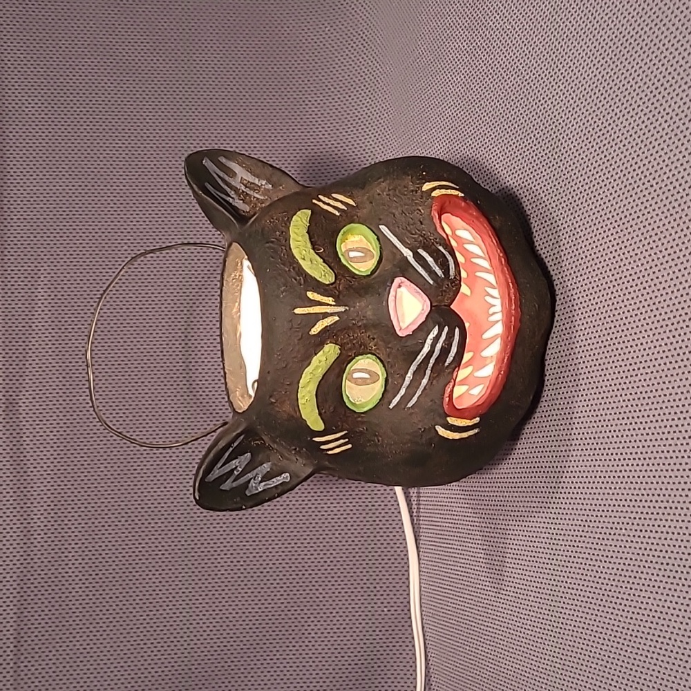 Lighted Black Cat Kitty Pumpkin Head